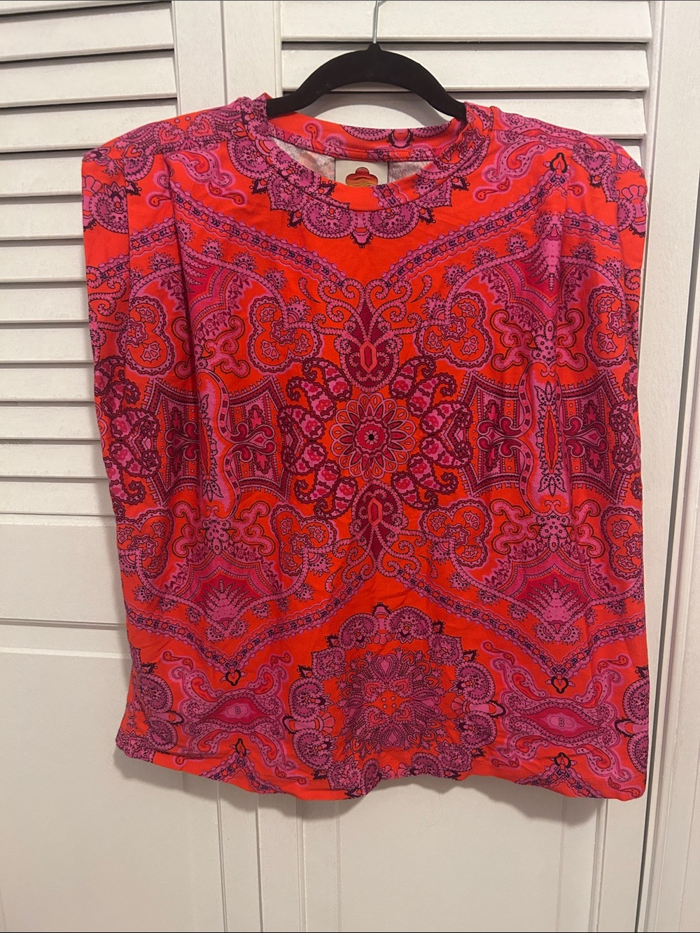 FARM Rio Pink and Red Paisley Short Sleeve Tee